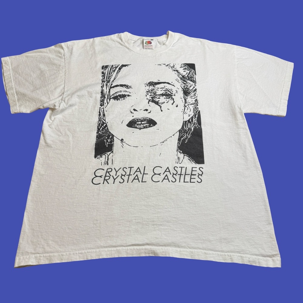 Crystal Castles T Shirt Large White Madonna Alice Glass Y2K Vintage Band